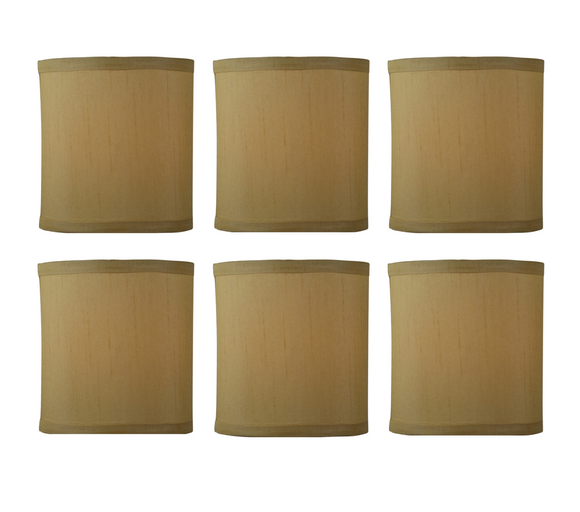 Marigold Shantung Silk 5 Inch Drum Clip On Chandelier Lamp Shade (SET OF SIX)