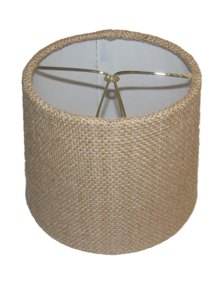 Upgrade Lights Chandelier Shade in Burlap Fabric with a Six Inch Barrel Drum