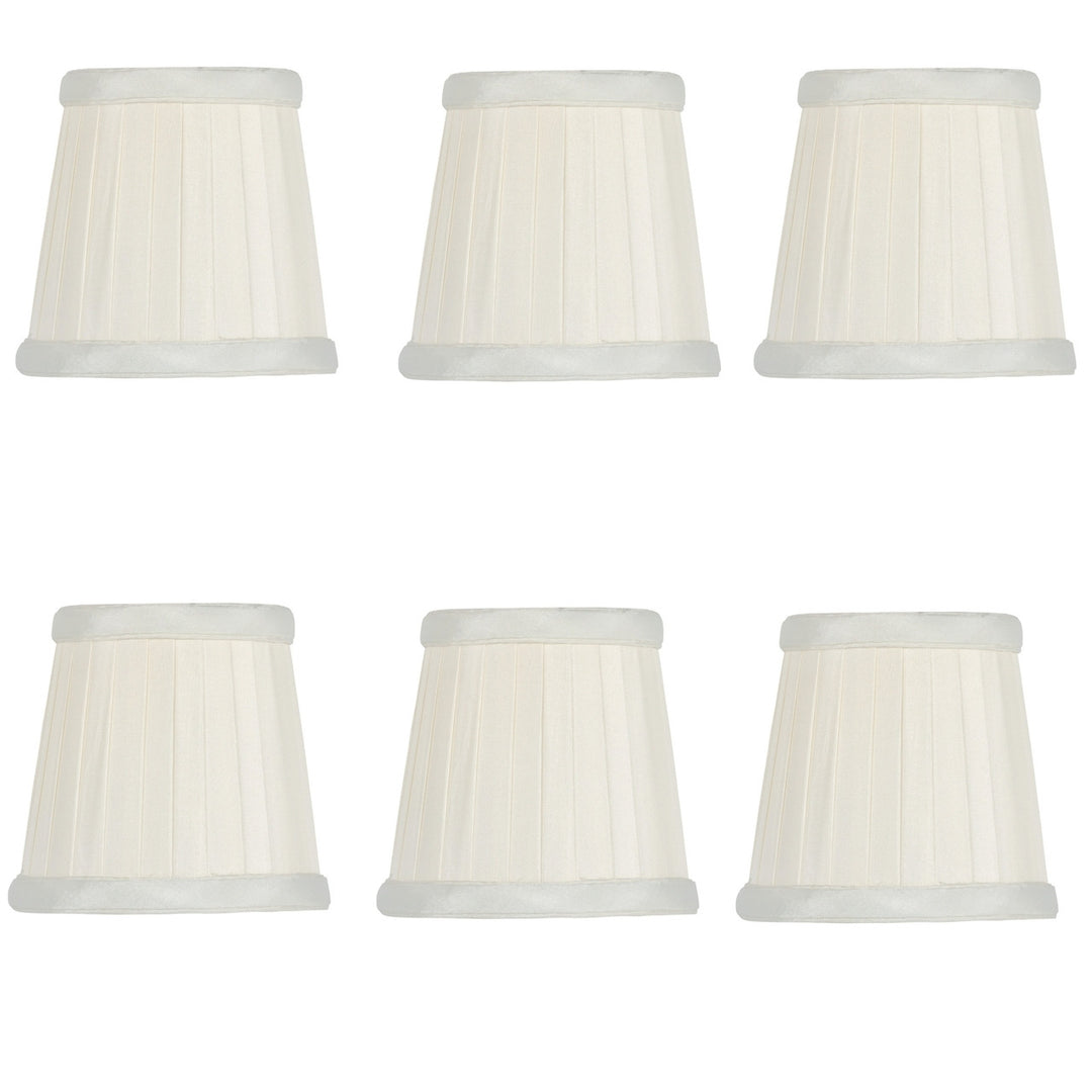UpgradeLights Eggshell Pleated Silk 3.5 Inch Drum Chandelier Lamp Shades (Set of 6)