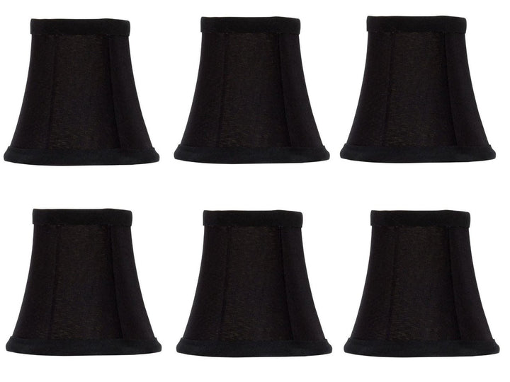 UpgradeLights Set of 6 Chandelier Lamp Shades 5 Inch Black Silk with Gold Lining Bell