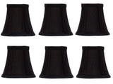 UpgradeLights Set Of 6 Chandelier Lamp Shades 6 inch Black Silk with Gold Lining