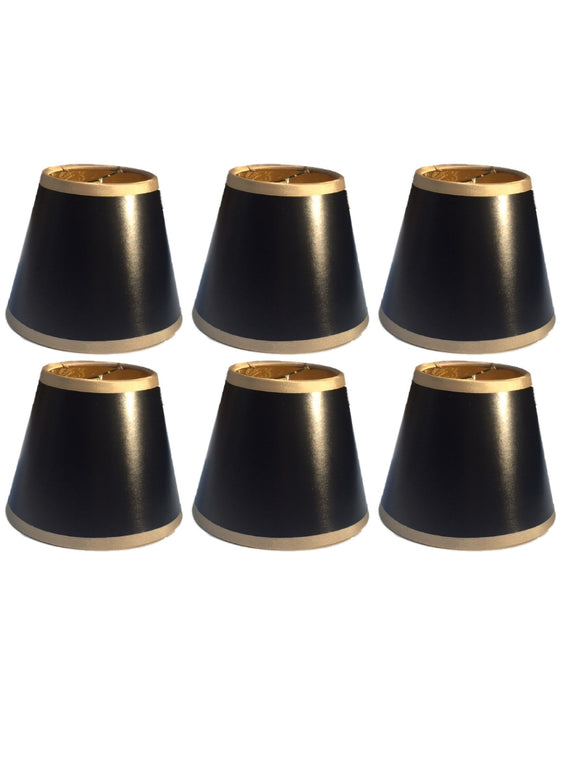 Black with Gold Trim 5 Inch Chandelier Shade 3x5x4 (Set of 6)