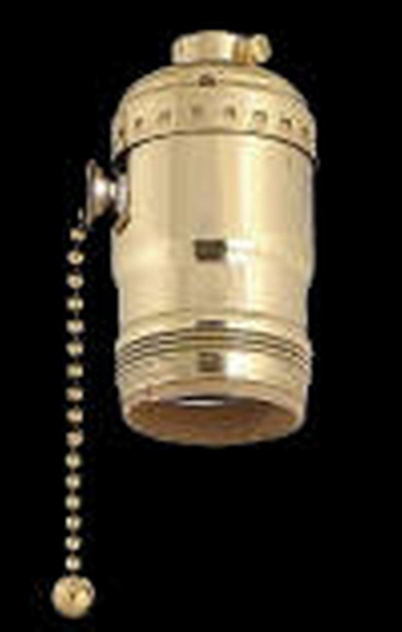 UpgradeLights Pull Chain and Uno Lamp Electrical Socket in Brass Uno Socket