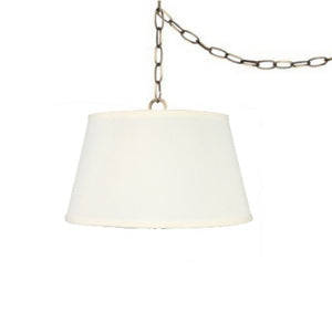 UpgradeLights Off White Eggshell Linen 16 Inch Drum Portable Swag Lampshade