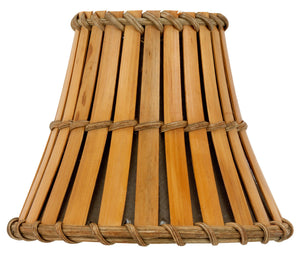 UpgradeLights All Natural Bamboo with Bronze Interior 4 Inch Flared Bell Clip On Chandelier Lampshade
