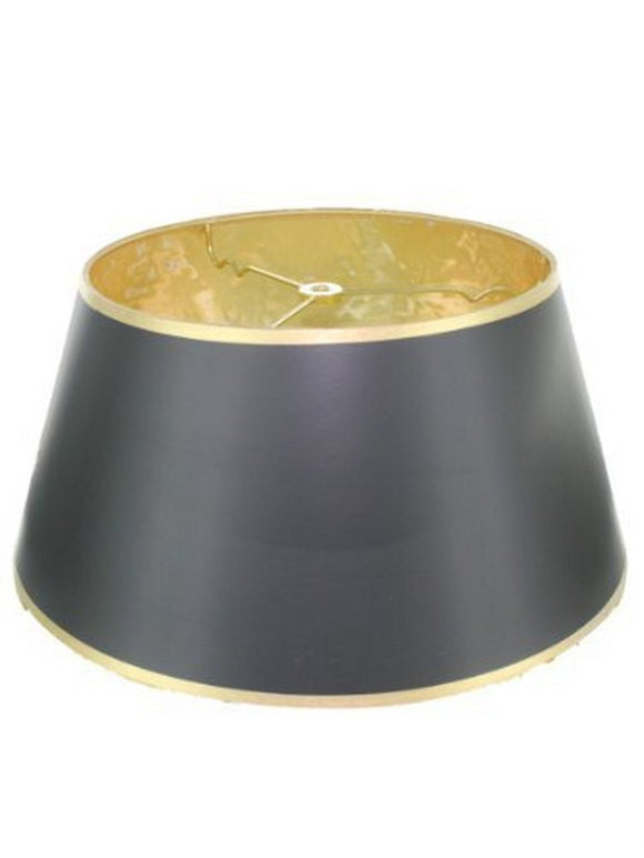UpgradeLights Glossy Black with Gold Lining 16 Inch Bouillotte Style Lampshade Replacement