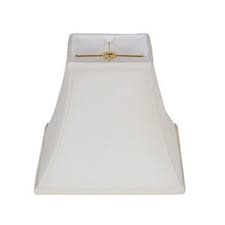 White Silk 10 Inch Square Bell Washer Lampshade with Matching Harp and Finial
