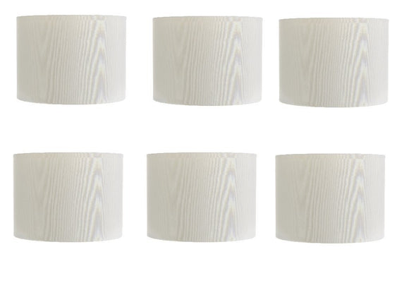 Upgradelights White Silk 5 Inch Retro Barrel Drum Clip On Chandelier Lampshades (Set of 6)