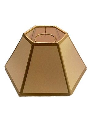 Off White with Gold Trim Hex Chimney Fitter Lampshade (12 Inch)